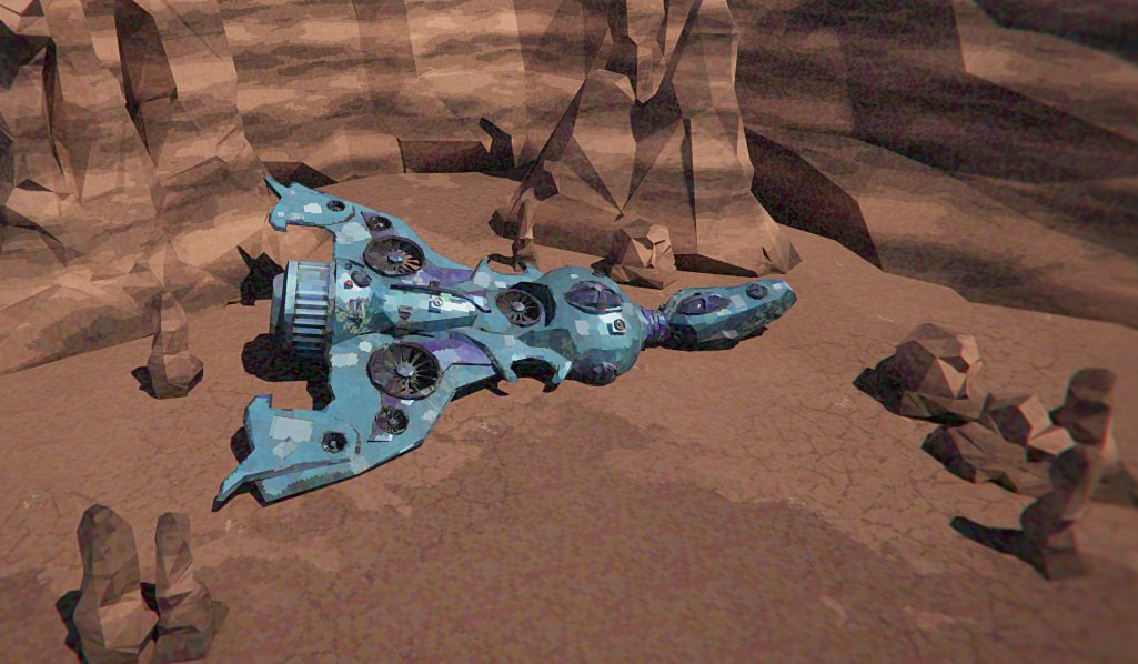 Crashed spaceship set piece in the canyon