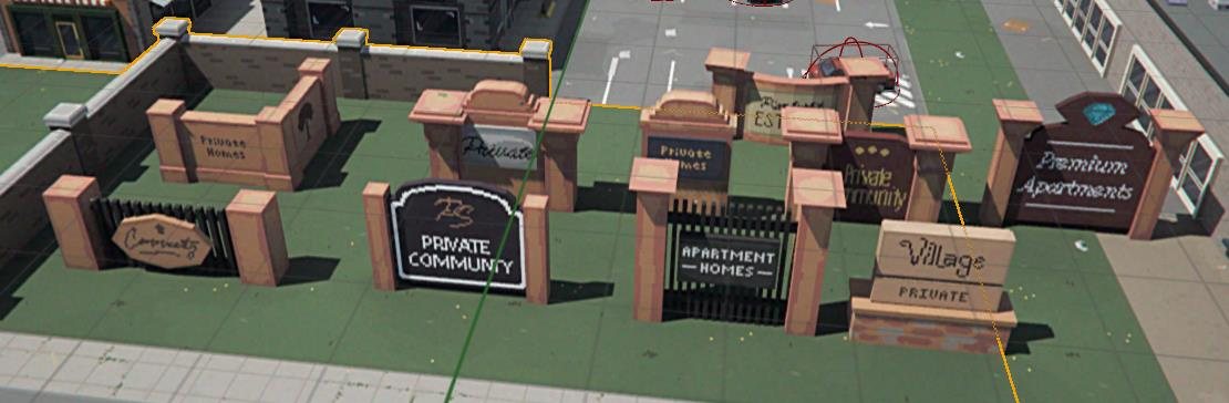 Gated community signs and gate pieces