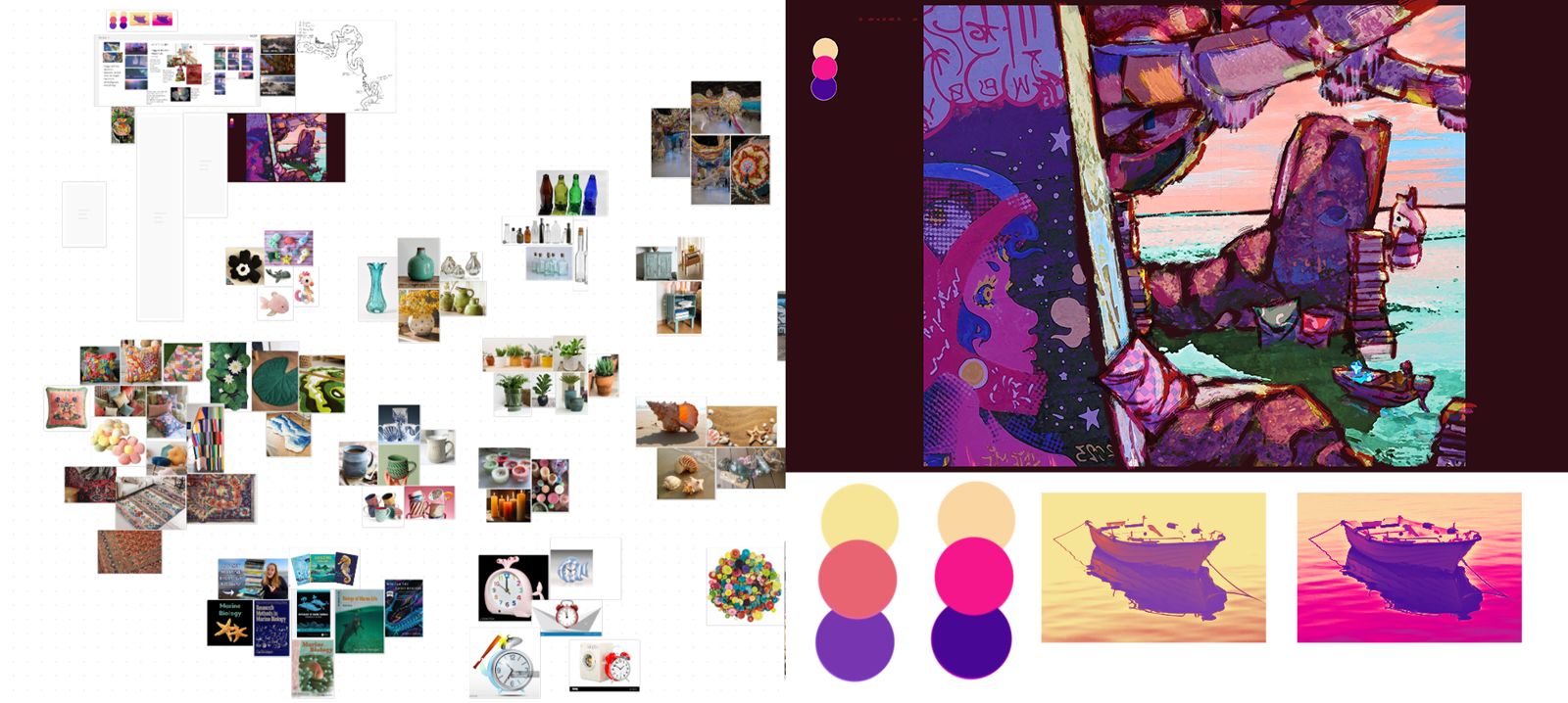 Level 1 mood board, reference and concept paint-over